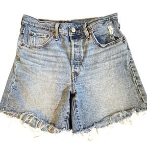 Levi's 501 Blue Frayed Jean Shorts Size  31 Vintage